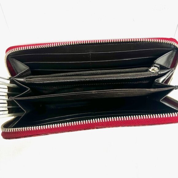 Unique Retro Leather Vintage Etro Women Burgendy Brown Wallet Full Zip 9x4" (10) - Picture 4 of 9